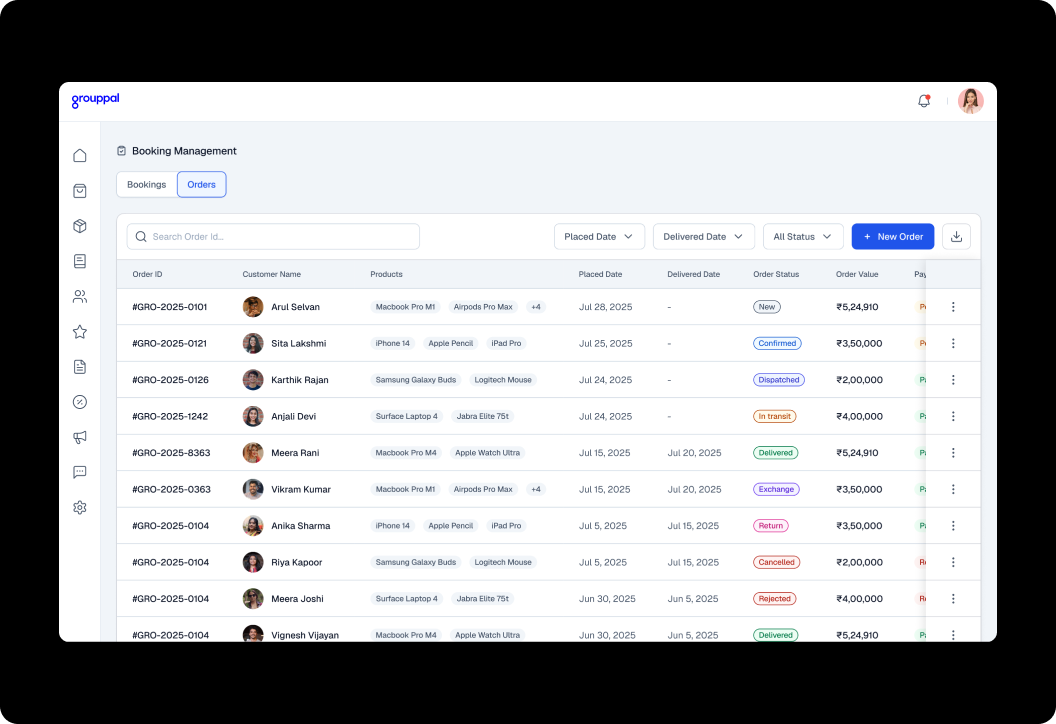 Bookings screen — dedicated appointment scheduling workflow
